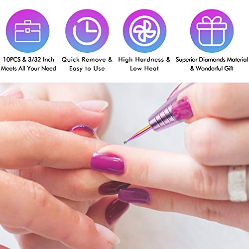 Nail Drill Bits Set - Ejiubas 10PCS Diamond Drill Bits Acrylic Nail File Bits Cuticle Drill Bit 3/32 Inch Efile Nail Bit Fine Grit for Manicure Pedicure Home Salon Use