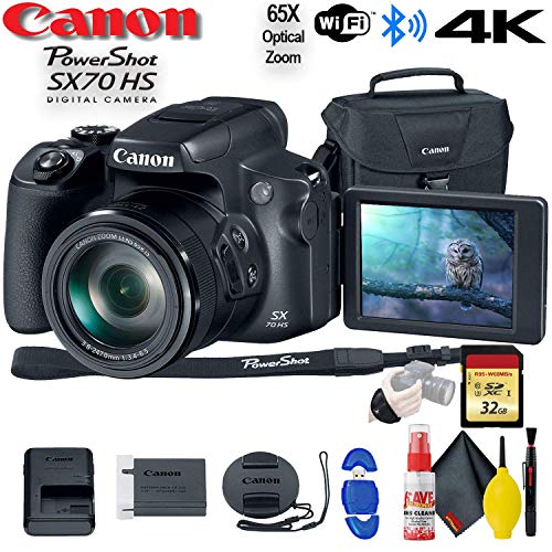 Canon PowerShot SX70 HS Digital Camera (3071C001) – with 32GB Memory Card, Bag, Cleaning Kit, and More