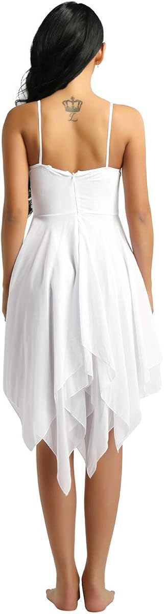 easyforever Women's Elegant Lyrical Ballet Contemporary Dance Dresses Asymmetric Sweetheart Dress: Clothing