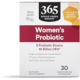 365 by Whole Foods Market, Women's Once Daily Probiotic (Vegetarian and Free of Soy, Dairy, and Wheat), 10 Billion CFU, 30 Count