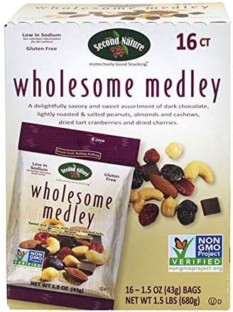 Second Nature Wholesome Medley Nuts Snack Mix 1.5 Oz 16 Counts