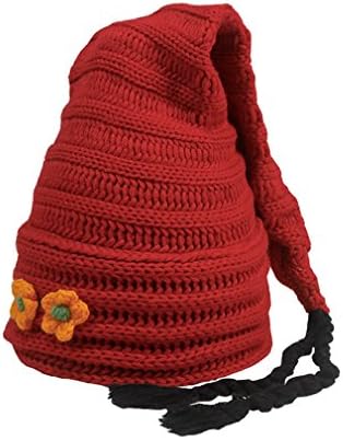 sissycos Women's Knit Wool Dreadlocks Beanie Hat Winter Ski Crochet Cap (Red)