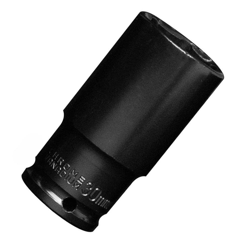 30MM Impact Socket 1/2 Inch Drive, Deep 6-Point Wheel Nut Socket Set, CR-MO for Easy Car Repair, Mechanical Maintenance, and Home Use (30MM)