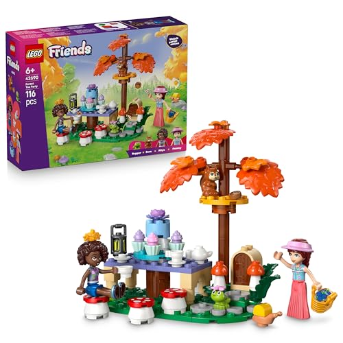 Friends Fiesta de Té en el Bosque – Juego de rol con 2 Mini Muñecas, 3 Figuras de Animales Rana y Ardilla y Comida de Juguete – Regalo de Cumpleaños para Niñas de 6+ Años – 42690