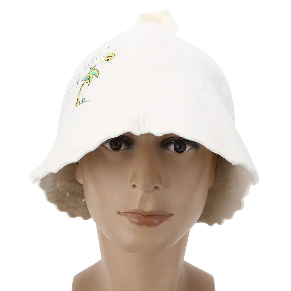 01 02 015 Banya Hat, Sauna Hat Comfortable Easy to Use White Color for Men and Women for Prevent Ing Scalding During Taking Sauna