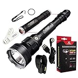 Klarus XT30R CREE XHP35 HI D4 LED 1800 Lumens 2 x 18650 3400mAh Rechargeable Extended Range Programmable Rescue/Hunting Flashlight with Built-in Battery,Charging Cable,Holster and SKYBEN USB Light