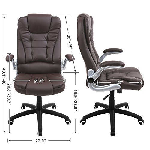 SONGMICS Thick Office Chair Executive Chair with Large Seat and Tilt Function Swivel Computer Chair Brown UOBG51BR
