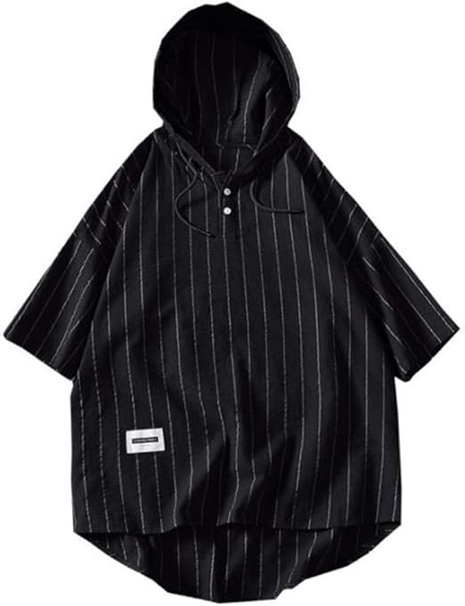 Amazon Co Jp Qyytシャツ メンズ 七分袖 パーカー 半袖 ゆったり プルオーバー フード付き ストライプ柄 シャツ カジュアル おしゃれ 夏服 大きいサイズ トップス 服 ファッション小物