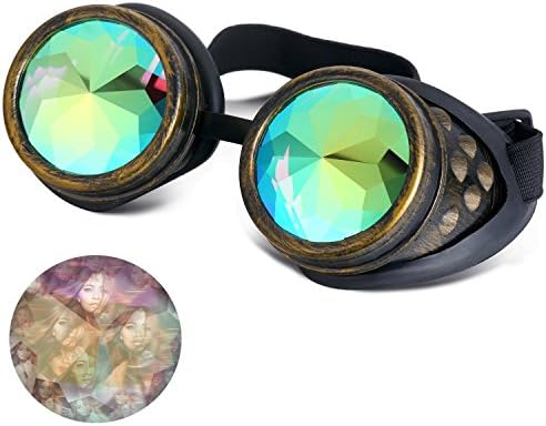 ilandle Kaleidoscope Glasses Goggles Steampunk Cosplay Lenses with Adjustable Elastic Band