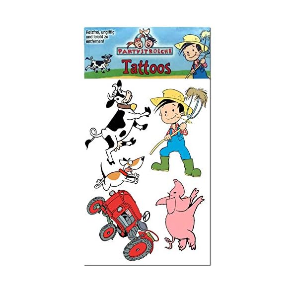 Partystrolche Kinder-Tattoo-Set * Bauernhof * als Spiel, Geschenk und Mitgebsel | 28250 | Bauernhoftiere Tiere Bauer Flo… – Bild 3