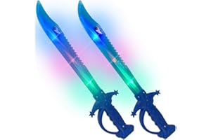 ArtCreativity Light Up Shark Sword for Kids - Set of 2, 15 Inch Dress-Up Toy Sword with Flashing LED Lights - Best Birthday Gift for Boys and Girls Ages 3, 4, 5, 6, 7, 8 (Blue)