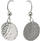 Gold Plated Hammered Dangle Earrings for Women Modern Silver Geometric Round Hook Dangling Earrings Minimalist Statement Jewelry Accessories