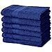 Amazon Basics 6 Piece hand towels for bathroom, Fade Resistant 100% Cotton Hand Towels, soft absorbent bathroom hand towels 6 - Pack (26''x16''), Navy Blue