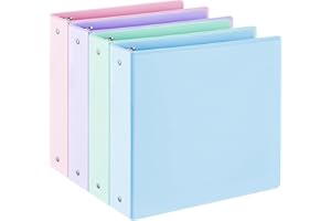 SUIN 2'' 3-Ring-Binder with Pockets, 450 Sheets Capacity, 2 inch Binders fits 11" x 8.5" US Letter Size, Assorted 4 Pastel Colors - Ideal for School, Office, and Home Use (2 inch)