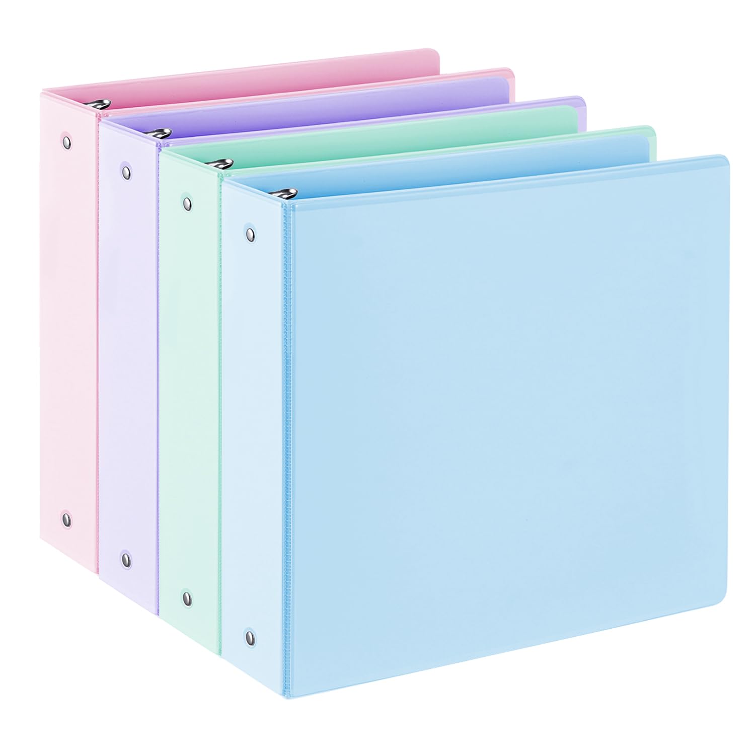 Photo 1 of 2'' 3-Ring-Binder with Pockets, 450 Sheets Capacity, 2 inch Binders fits 11" x 8.5" US Letter Size, Assorted 4 Pastel Colors - Ideal for School, Office, and Home Use (2 inch)