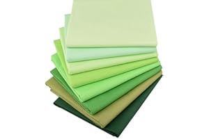 Hanjunzhao Green Solids Fat Quarters Fabric Bundles, Precut Quilting Sewing Fabric, 18 x 22 inches