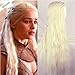 Mildiso Game of Thrones Cosplay Costume Wig Daenerys Targaryen Wig for Women Long Wavy Curly Wigs Heat Resistant Synthetic Hair Wigs ( Beige Gold Black Silver)