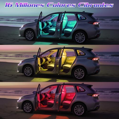 Luzes LED Interiores de Carros, Controlo de App de Acessórios Automóveis, Presente para o Dia da Mãe, Homens, Mulheres, Luzes USB, Luzes Ambientes para Carros (1)