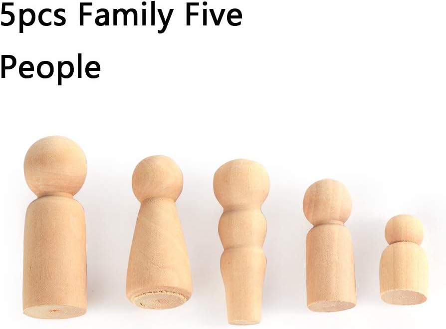 langery 5/10pcs/set Creative Wedding Nesting Set Home Decor DIY Crafts Kid Toy Unpainted Wooden People Peg Dolls