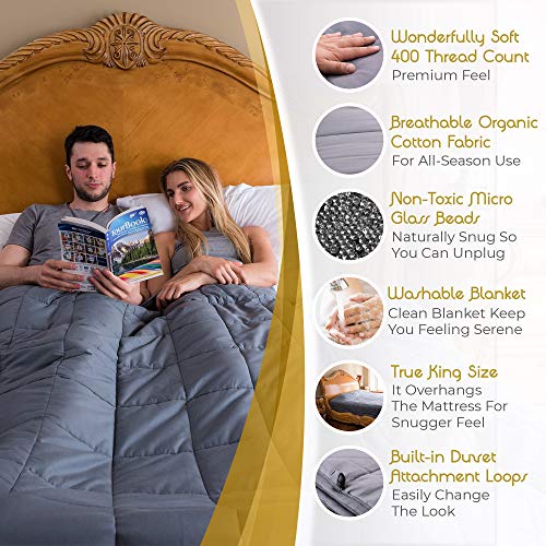 California King Size Weighted Blanket for Couples (35lbs 88x104 Provides Heavy Pressure) 400
