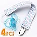 Pacifier Clip Holder for Boys + Pacifier Case by Bubble Pleasure - 4 Pieces Pack - Unisex Universal Designs Pacifiers Clips, Newborn Baby Gift Set, Best Cute Soothies Pacifier Holder for Girl Boy