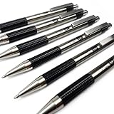 Zebra F-301 - Stainless Steel Retractable Ballpoint Pen - Medium - Black Ink - Pack of 6