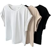 SOLY HUX Women's Basic Tees 3 Packs T-Shirts Crew Neck Short Sleeve Tops Summer Outfits