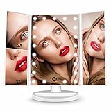 HAMSWAN SM217-DL Makeup Mirror Touch Screen LED Foldable 180 Degree Rotation 1X 2X 3X Magnifying Mirror for Home Beauty Improvement