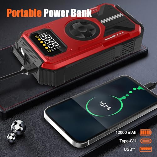 VANLYTPET Arrancador de Batería de Auto Portátil 6000A con Compresor 150PSI 12V