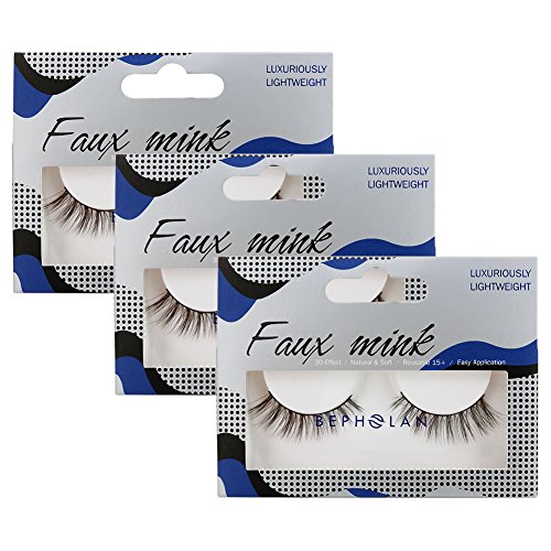 BEPHOLAN False Lashes 3 Pairs Reusable Handmade Fake Eyelashes House Of Lashes 3D Mink Eyelashes Soft Fake Eyelashes Natural Look for Makeup(xmz027)