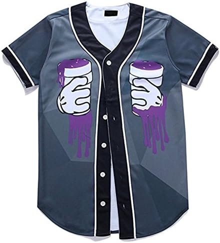 Short Sleeve Arc Bottom 3D Cups Paint Print Baseball Jersey Shirt