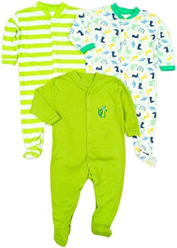 New Born Baby Multi-Color Long Sleeve Cotton Sleep Suit Romper for Baby Boys and Baby Girls Set of 3 (Rompers)