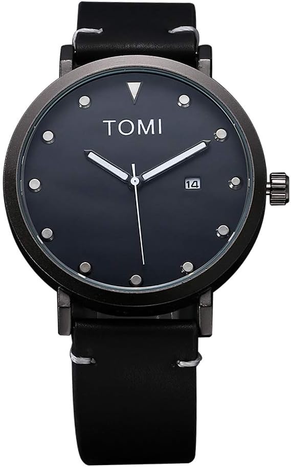 Men's Luxury Leather Analogue Quartz Wrist Watch Mens Dress Business Classic Fashion Casual Watches Date Calendar 30M Waterproof Simple Design Wristwatch T074