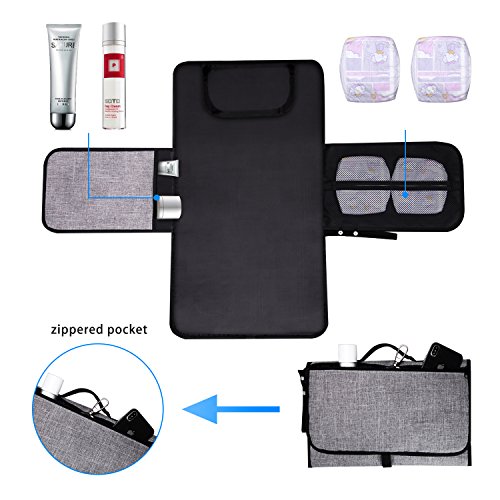 Portable and Lightweight Diaper Changing Pad Travel Changing Station Kit with Pockets and Head Cushion for Baby Infants Toddlers and Newborns Diapering