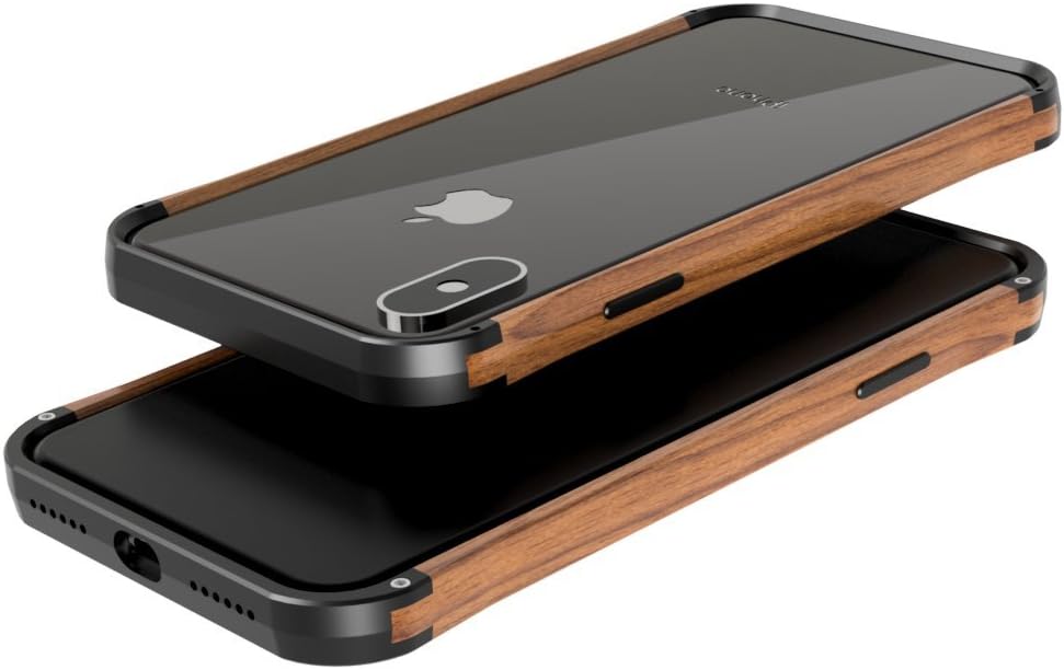 VESEL Cell Phone Case for iPhone XS Max- Deep Black & Walnut wood