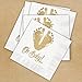Oh Baby Feet Beverage Cocktail Napkins/Set Of 25 White Paper Napkins With Gold Foil Baby Feet Imprint