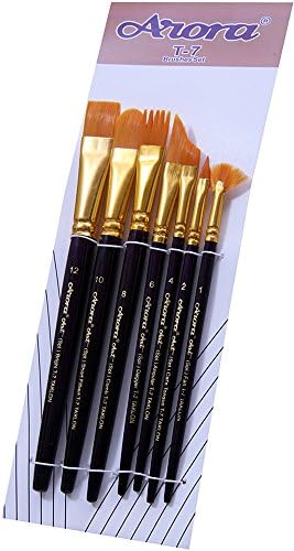 Art Pavilion Arora Mix Hair And Bristle Mix Paint Brush (Orange, Set Of - 7, T-7) Synthetic Paint Brush For Oil, Nail Brush Art, Acrylic Painting