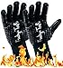 Kuchyn Tools Non-Slip Extreme Heat Resistant (932°F/500°C) BBQ Gloves, Food Grade Kitchen Oven Mitts - Use for Grilling, Cutting, Baking, Pot/Iron Cast Holders (1 Pair)