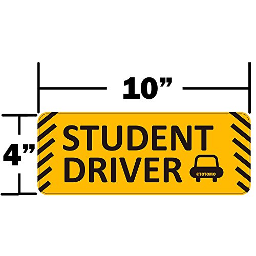 TOTOMO Student Driver Magnet Sticker - (Set of 2) 10"x4" Highly Reflective Premium Quality Car Safety Caution Sign Student Drivers #SDM06