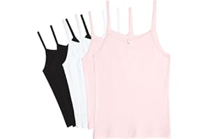 Rene Rofe Girls Camisole - 6 Pack 100% Cotton Soft Girls Undershirts - Lightweight Spaghetti Strap Tank Top (Sizes: 2T-14)