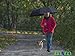 M&M² Lightweight Windproof Compact Travel Black Rain Umbrella Auto Open Close with Two Position Rotating LED Flashlight Handle