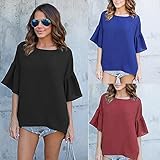 Clearance! ZOMUSA Fashion Womens Summer O Neck Short-Sleeved Chiffon Speaker Sleeve T-shirt