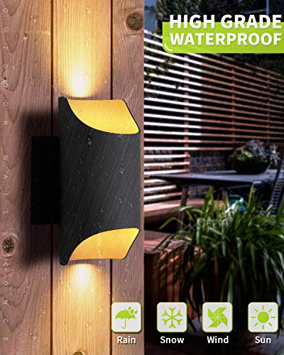 LED Aluminum Outdoor Wall Sconce, LMS Up and Down Outdoor Wall Mount Light Fixture, 11W COB LED 3000K Warm White Sanded Dark Gray Finish, Pack of 2, LMS-WL2