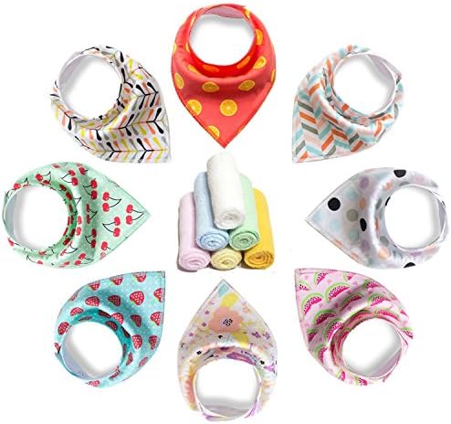 Baby Bandana Drool Bibs Unisex 8 Pack for Drooling and Teething,100% Organic Cotton,Soft and Absorbent, Baby Shower Gift for Boys Girls