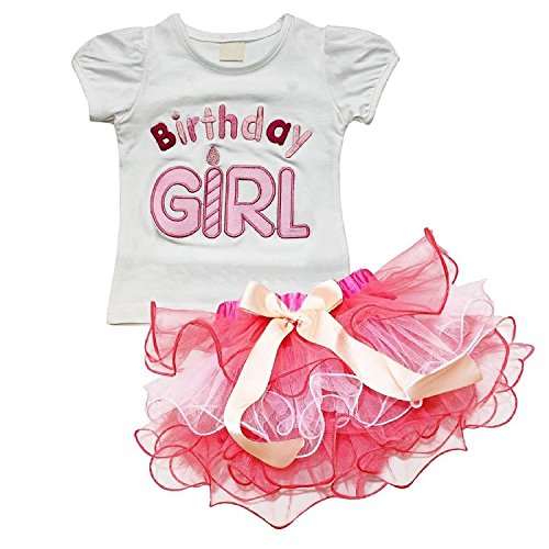 EGELEXY Birthday Girl Tutu Dresses 2Pcs Sets 12-18 Months Pink
