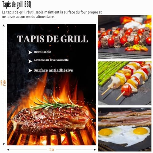 Lot de 30 ustensiles de Barbecue en Acier Inoxydable de qualité supérieure - Pince à Barbecue - avec Mallette et Tapis de Barbecue pour Homme - Cadeau pour Le Jardin, Le Camping - Marron