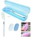 JE Basic Bundle: (1 PCS) Blue Toothbrush + Toothpaste Storage Rectangular Case and (2 PCS) x Toothbrush Silicon Covers