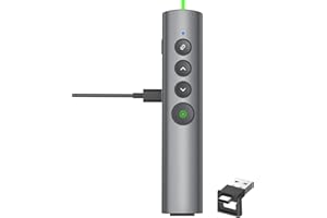 VILNIU Rechargeable Green Laser Pointer for Presentation, Clicker for PowerPoint Presentations, USB-C/A Power Point Clicker, Wireless Presenter Remote for Computer/Mac/PPT/Google Slide Advancer