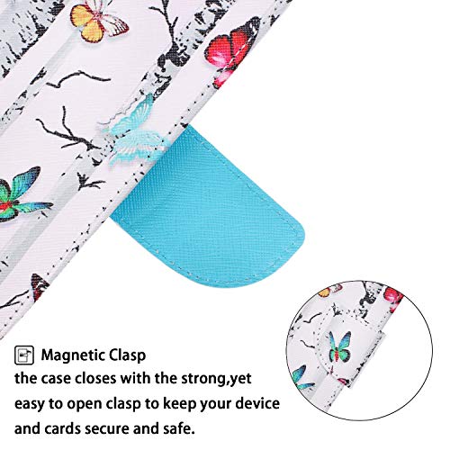Herzzer Wallet Case for iPhone Xs Max,Strap Leather Case for iPhone Xs Max, Premium Ultra Slim Colorful Butterfly Pattern Magnetic PU Leather Stand Card Slot Cover with Soft Rubber - Thumbnail 5
