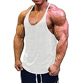 Muscle Cmdr Men's Bodybuilding Stringer Tank Tops Y-Back Gym Fitness Workout Training Running T-Shirts Athletic Quick Dry Top